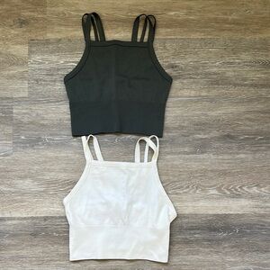 Zella Cream Sleeveless Fitted Crop Tank Top